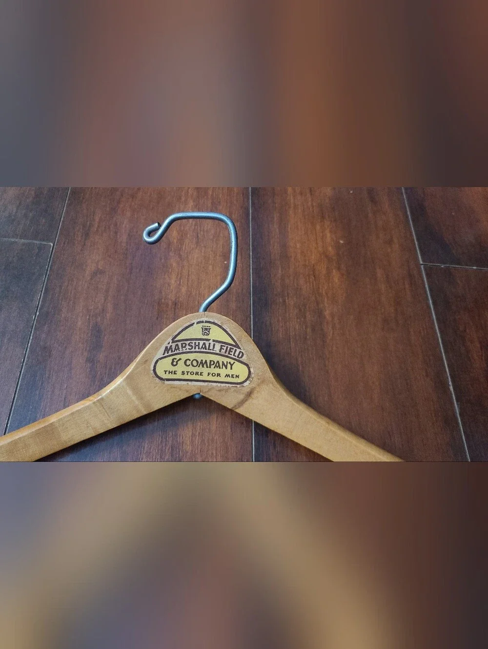 Vintage Marshall Field & Company Wooden Suit Hanger w/ Bar Hook